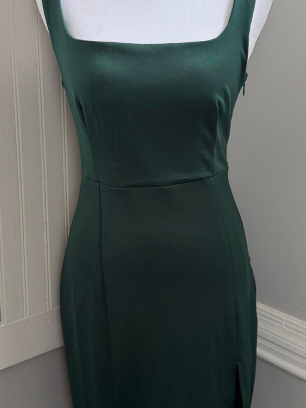 Showpo Deep Green Square Neck Midi Dress
